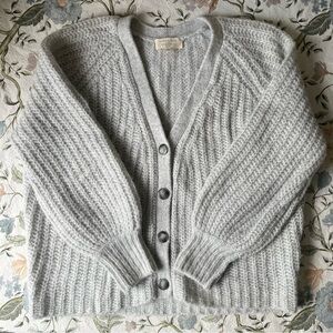 Sézane Basile Cardigan Light Pearl Grey XS